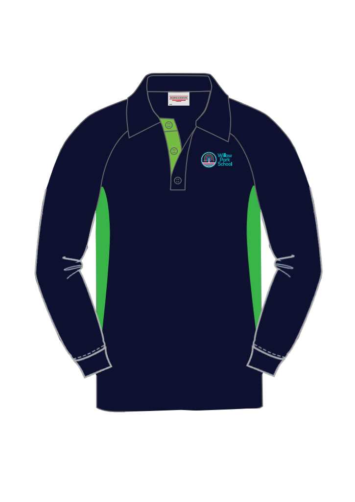 Willow Park School Polo LS Navy/Lime