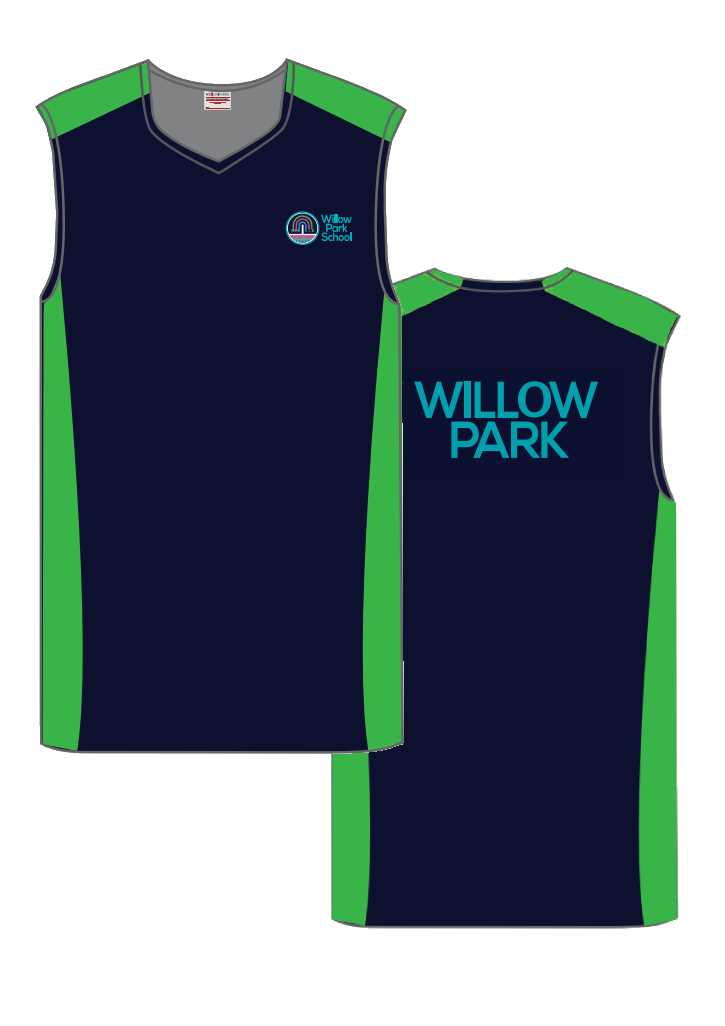 Willow Park School Sport Singlet Navy/Lime